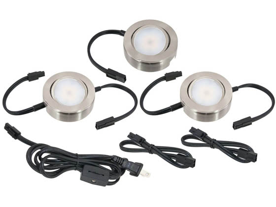 Puck Lighting Kit (3) Puck Kit Warm 2700K w/ Nickel Finish