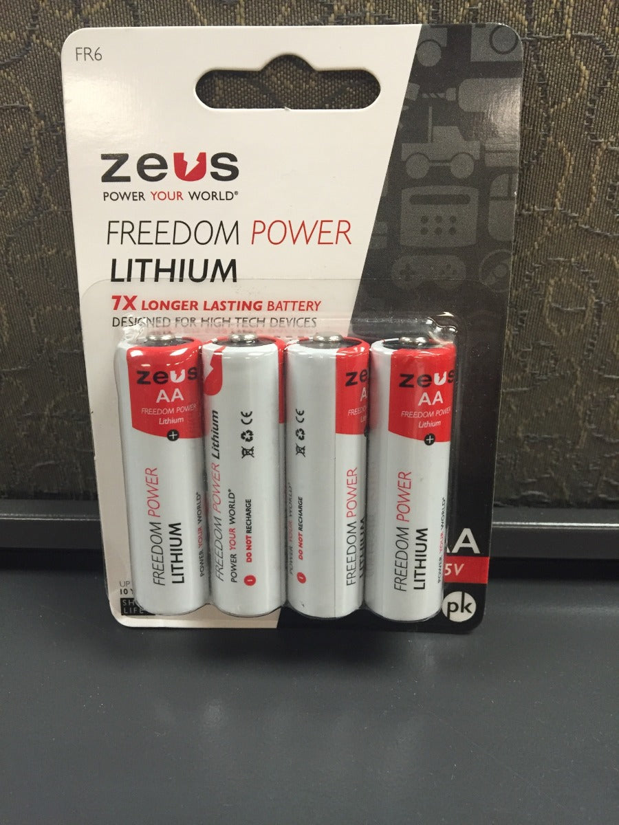 ZEUS-FR6-4pk, AA, Freedom Power Lithium, 1.5V, 4-pack